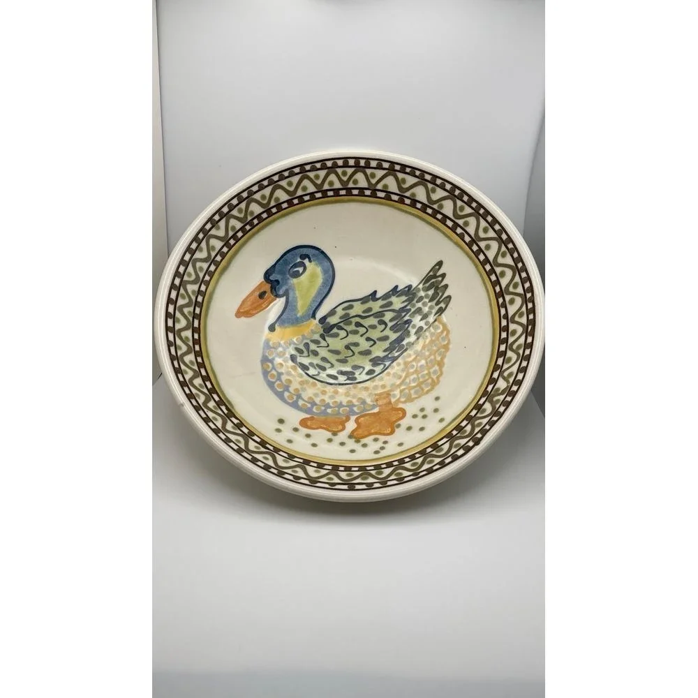 Vintage Janet Rothwoman Signed Bowl - Large Ceramic Serving Bowl - Handpainted